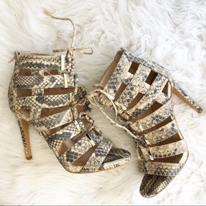 Vince Camuto Snake Skin Open Toe Cage Sandal